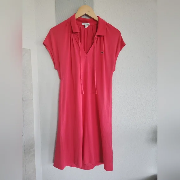 lacoste pink dress Lacoste Women's Flared Mini-Piqu Polo Dress